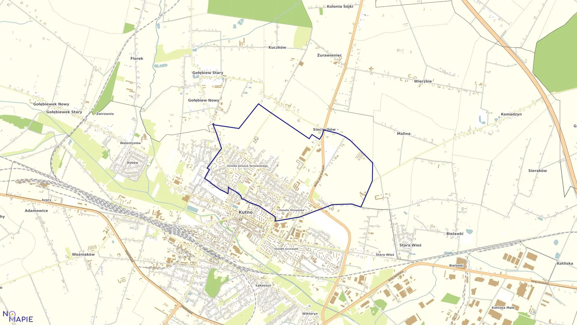 Mapa obrębu KOŚCIUSZKÓW w mieście Kutno