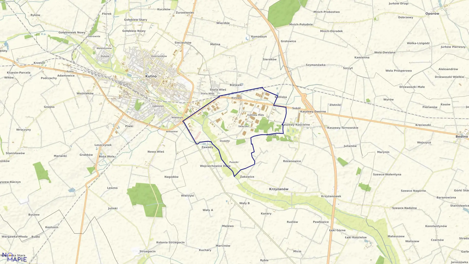 Mapa obrębu SKLĘCZKI w mieście Kutno